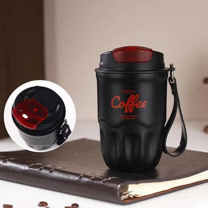 Insulated Stainless Steel Coffee Mug with Lid & Handle, Portable Vacuum Flask for Travel, Office & Outdoor Use