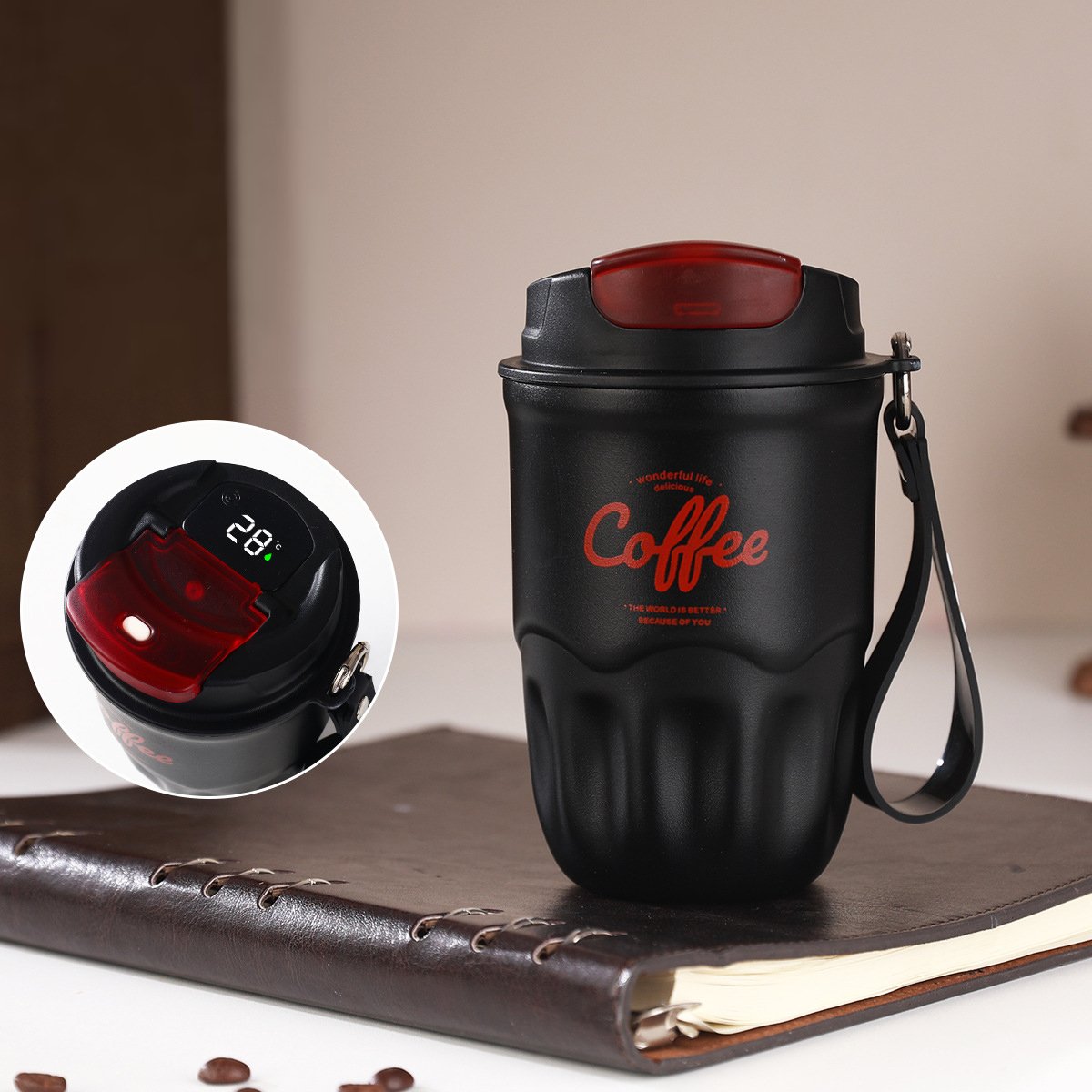 Insulated Stainless Steel Coffee Mug with Lid & Handle, Portable Vacuum Flask for Travel, Office & Outdoor Use