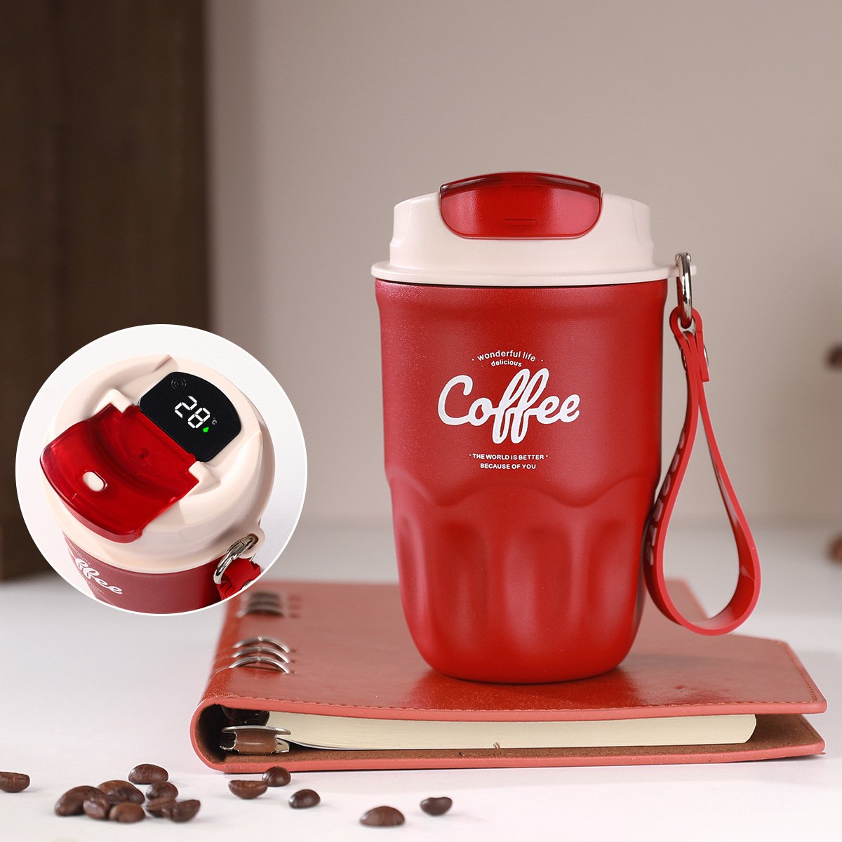 Insulated Stainless Steel Coffee Mug with Lid & Handle, Portable Vacuum Flask for Travel, Office & Outdoor Use