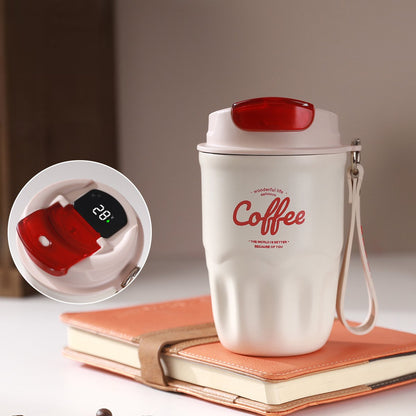 Insulated Stainless Steel Coffee Mug with Lid & Handle, Portable Vacuum Flask for Travel, Office & Outdoor Use