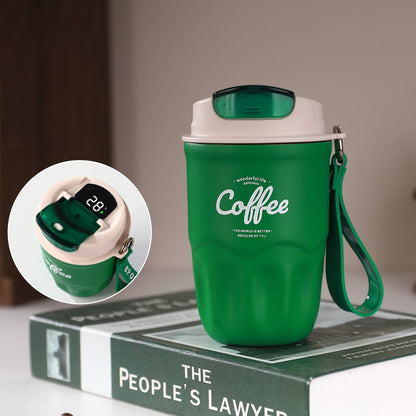 Insulated Stainless Steel Coffee Mug with Lid & Handle, Portable Vacuum Flask for Travel, Office & Outdoor Use